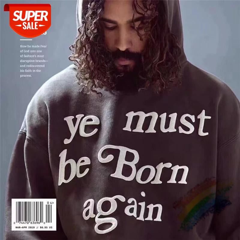 

3D Foam Printing CPFM YE MUST BE BORN AGAIN Kanye Pullover Men Women Sweatshirts streetwear Kids See Ghosts Hoodie #Ko5b, Black
