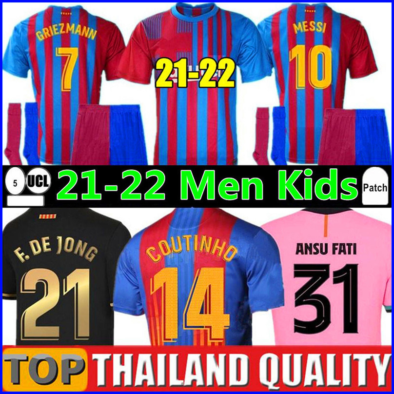 

21 22 Barcelona BARCA Messi 2021 ANSU FATI BAR kun soccer jersey Agüero FCB Frenkie DE JONG ter Stegen GRIEZMANN PEDRI O. DEMBÉLÉ Football shirt Men Women Kids Kit uniform, Colour 14