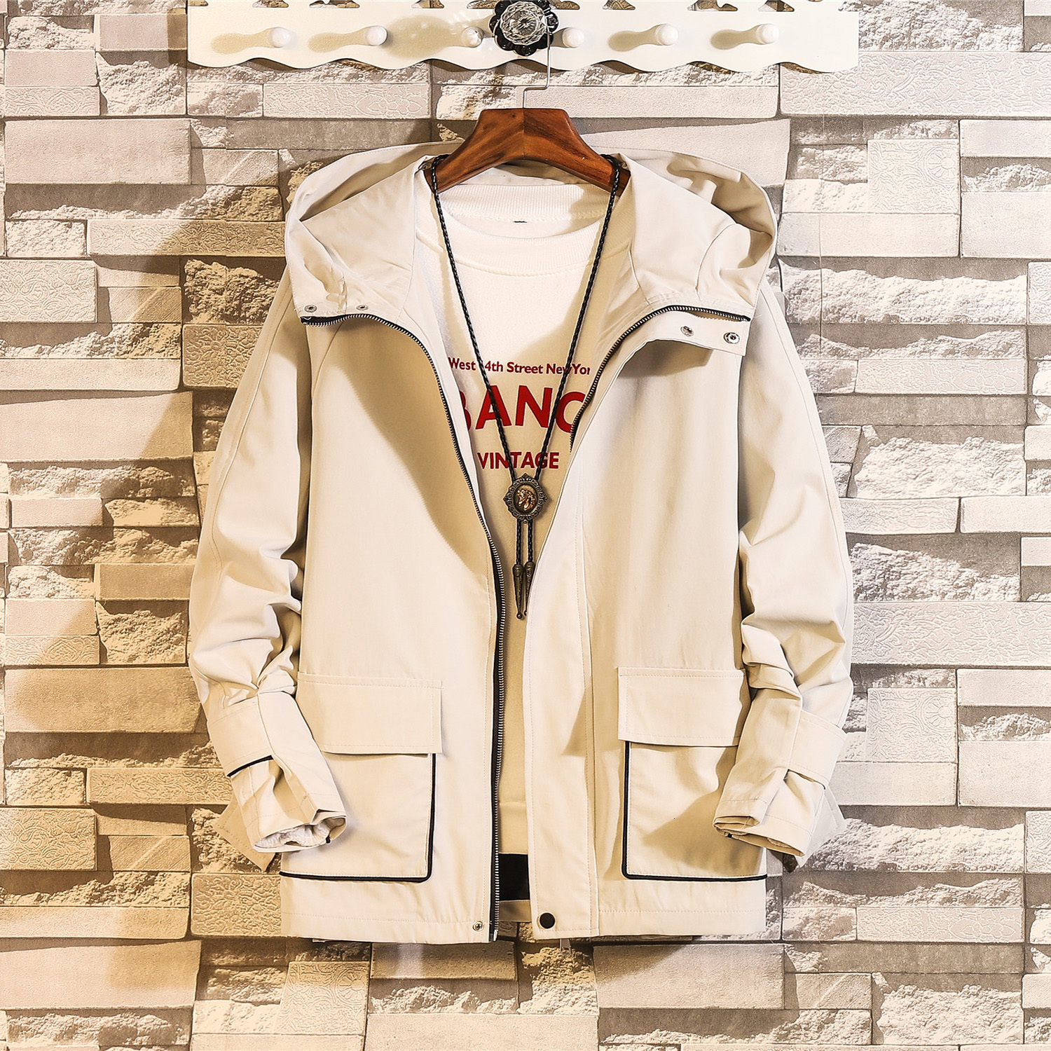 

New Men' Windbreaker Waterproof Military Hooded Casual Coat Male Clothing 2021 Autumn Hip Hop Streetwear Bomber Jackets Men P6ji C7pf, Army green