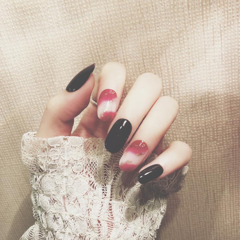 

False Nails 24pcs/box High Quality Rendering Round Finished Sequins DIY Nail Salon Professional Artificial, Red;gold