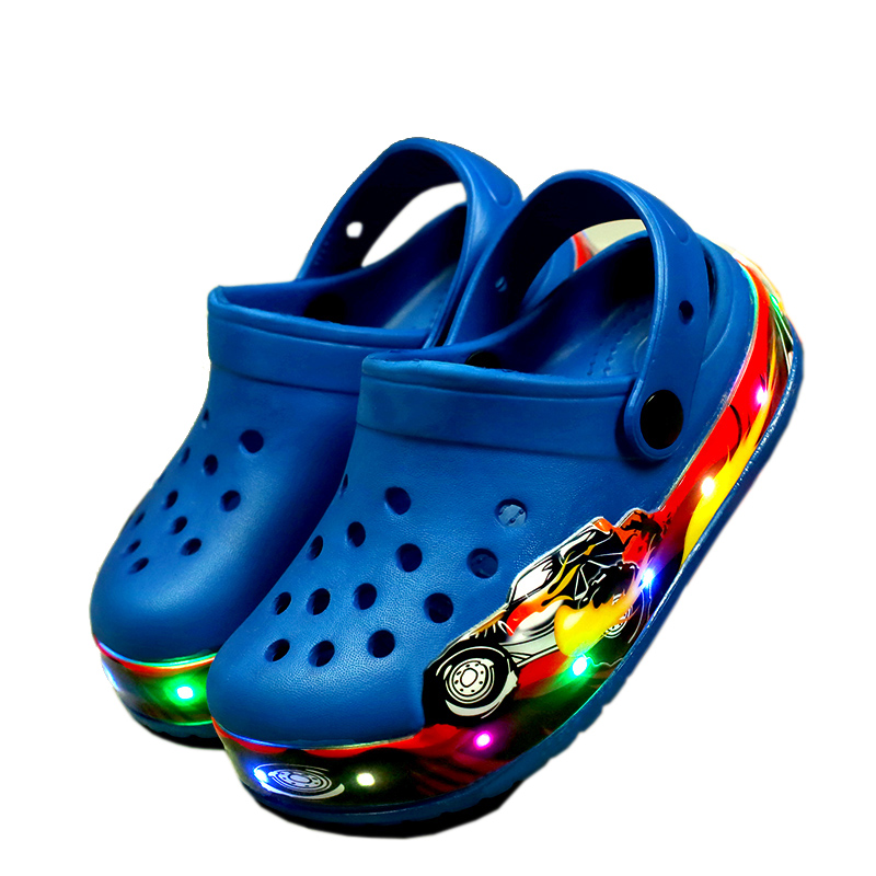 

2021 New Kids Cartoon Led Sandals Light up Children Summer shoes Glowing Slippers for Boys & Girls Flashing Beach Shoes for Todd, Blue