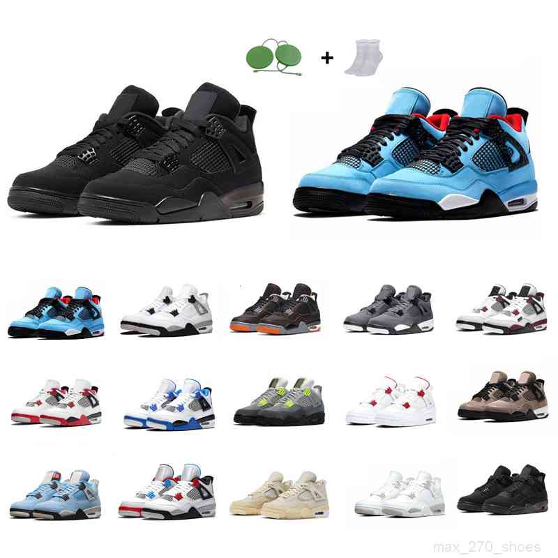 

2021 Basketball Shoes Men 4s 4 Comfortable Black Cat Bred Cactus Jack Cement Customize Fire Red White Sail Taupe Haze Mens Trainers Sneakers, University blue