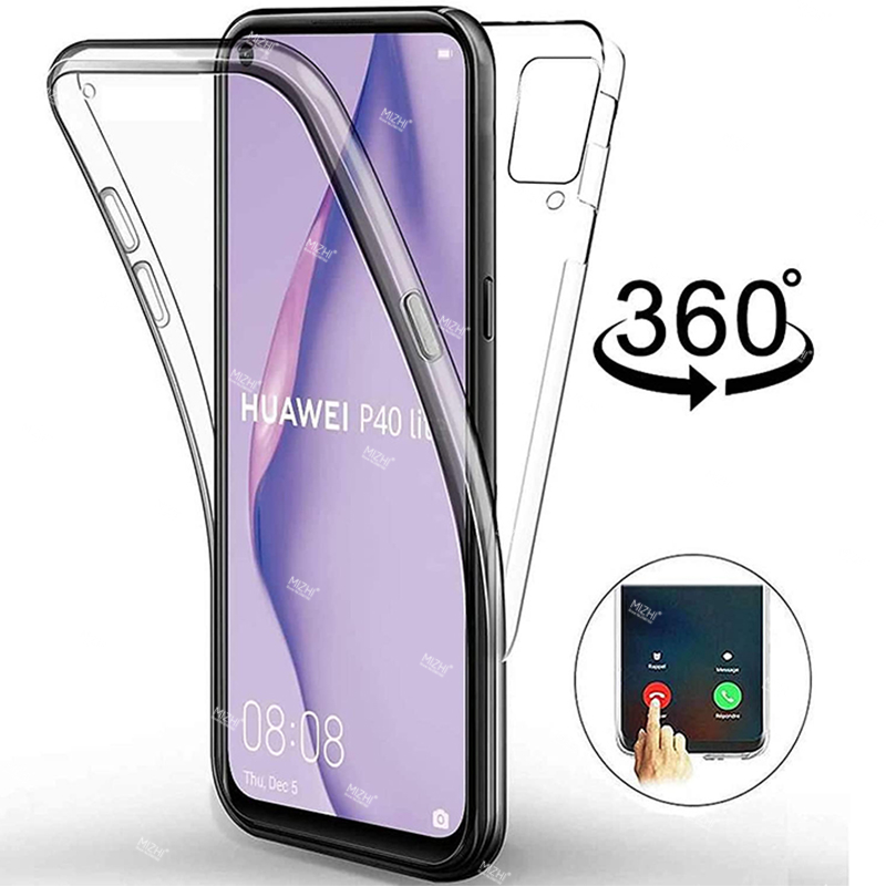 

360° transparent protective case for huawei p40 lite p30 pro p20 p10 light on p 40 30 20 10 lite silicone phone coque, 01
