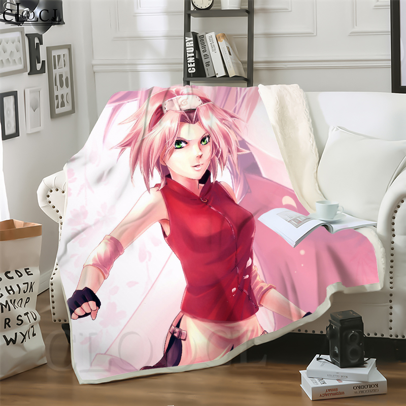 

CLOOCL New Japan Anime NARUTO Haruno Sakura 3D Print Hip-hop Style Air Conditioning Blanket Sofa Teens Bedding Throw Blankets Plush Quilt