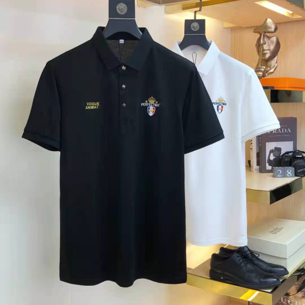 High Quality Summer Men&#039;s T-shirt and Polo Shirt Fashion Little Bee Pattern Ribbed Sleeve Top M-3XL-image-708811966