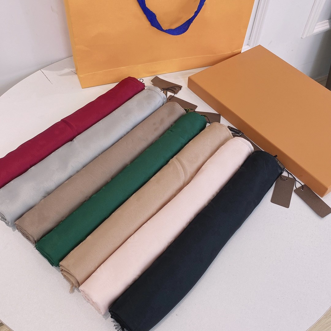 

luxury Designer women's silk scraf Classic letter printing pattern long scarves Light and soft Shawl Four-season serviceable 180cm L, Blue;gray