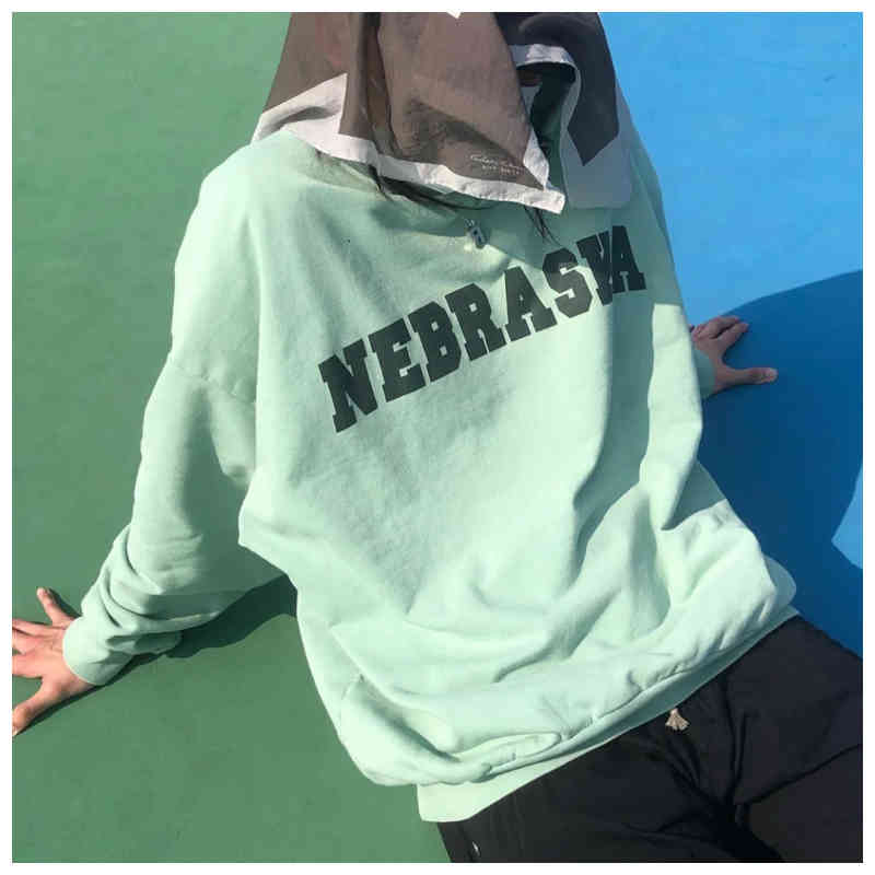 

Men's Hoodies & Sweatshirts Moda de rua americana estilo nebraska reunindo carta masculina e feminina hoodie alta solta 100% algodão roupas masculinas BSRU, 1# shoe box