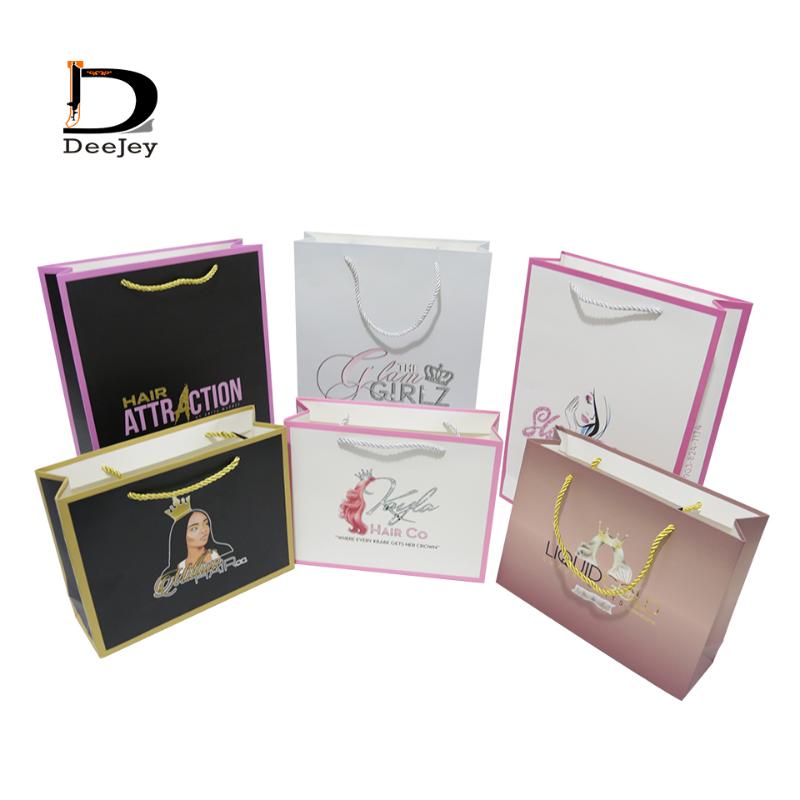 

Gift Wrap Custom Hair Extension Wig Shopping Packaging Paper Bag T Shirt Boutique Packing Box