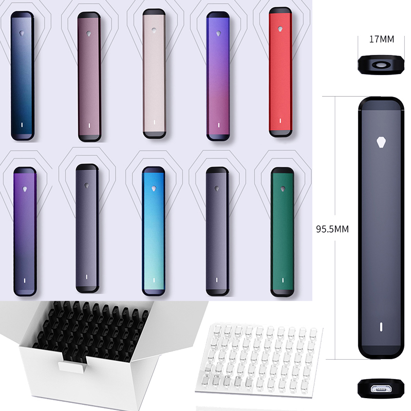 

D9 D8 Oil Disposabel Pod E Cigarettes Palm Size Portable Vape Pens 280mAh Battery 0.5ml Empty Vaporizer Tank 50pcs One Box