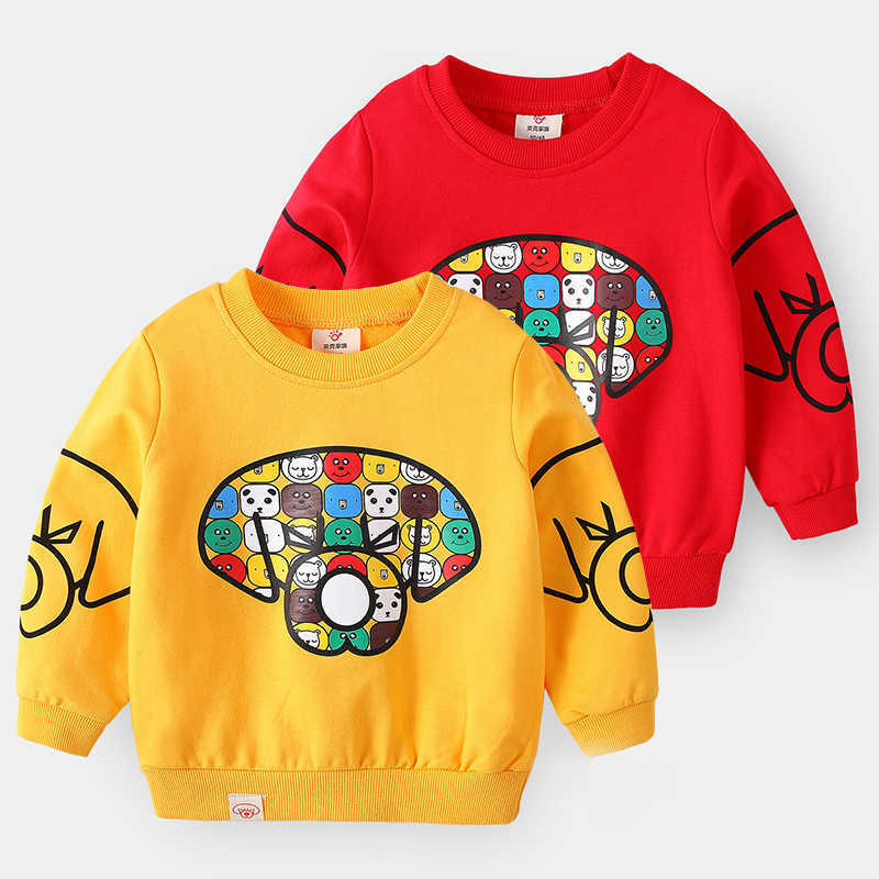 

Spring Autumn Design 2 3 4 6 8 10 Years Children'S Clothing Cartoon Animal Print Handsome Sweatshirt For Kids Baby Boy 210701, Yellow