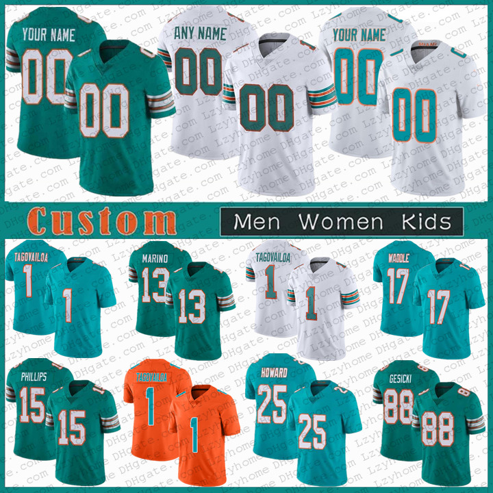 

17 Jaylen Waddle 1 Tua Tagovailoa 8 Jevon Holland Dan Marino Custom Football Jersey Jaelan Phillips Mike Gesicki larry Csonka Xavien Howard Jerome Baker Jason Taylor, My store(lzyhome)
