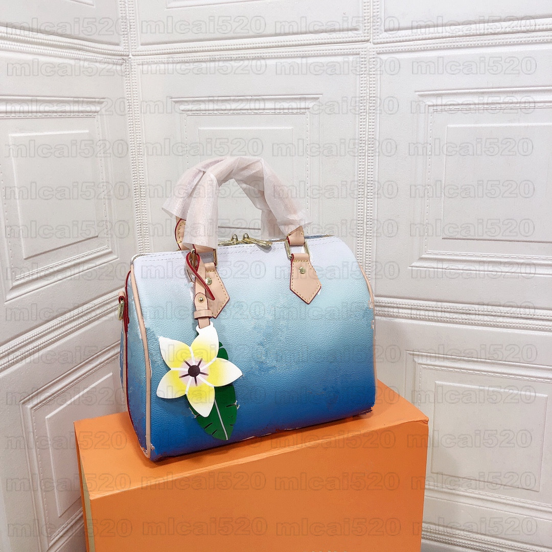

Speedy Bandouliere 25 Colorful Handbag With a Leather Flower Charm Designer Canvas Nano 2021ss Summer Cross body Key Lock Pouch Totes Purse Wallets M45722 M45724, No bag;for different fees only
