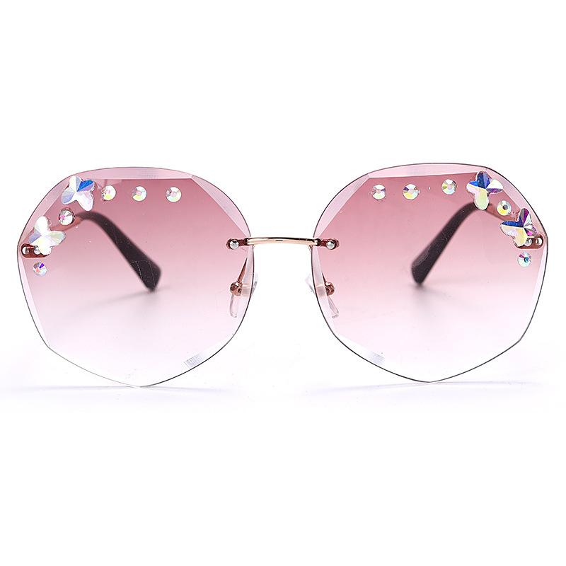 

Sunglasses Fashion Rimless Women Crystal Diamond Handmade Irregular Metal Eyewear UV400 Mirror Lens Gafas Hombre