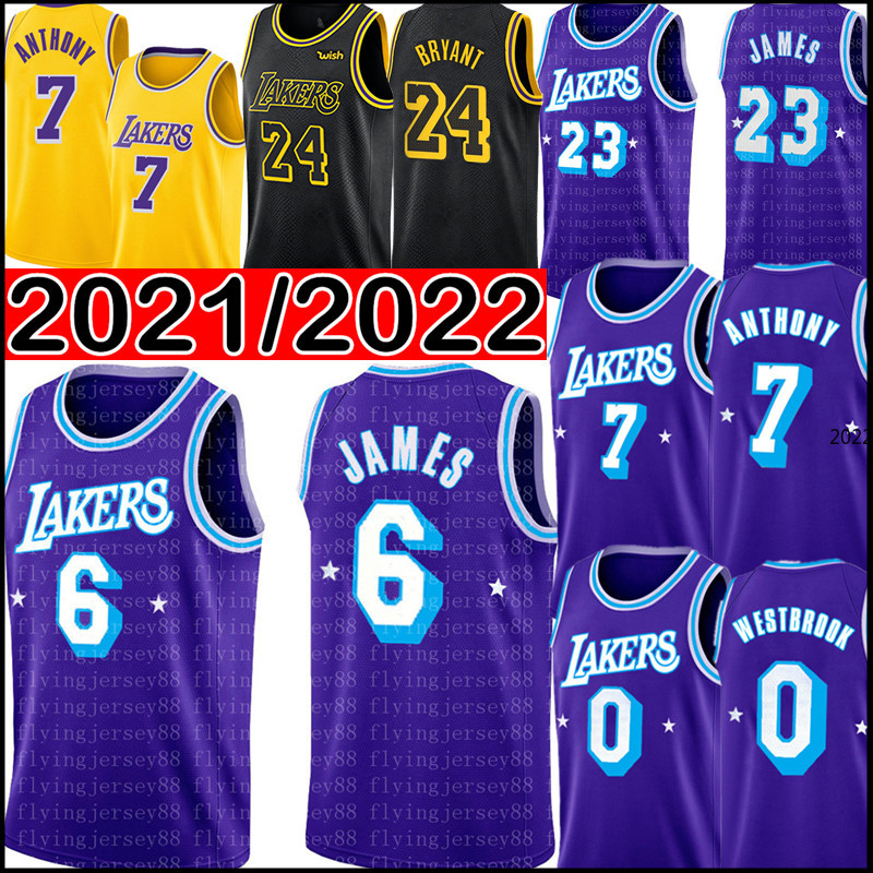 

Carmelo 7 Anthony Russell 0 Westbrook 3 Davis Basketball Jerseys 2021 2022 men Purple Yellow Black, Jersey