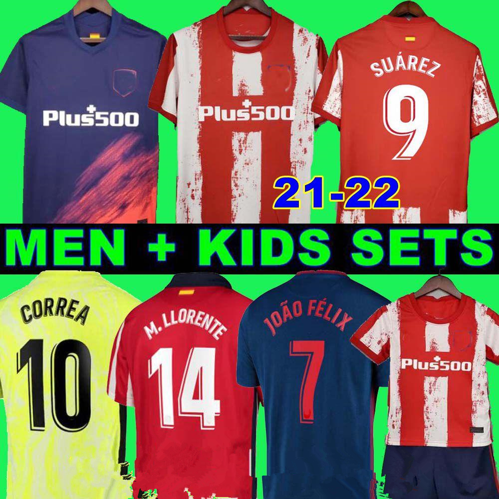 

2021 2022 Atletico SUÁREZ Madrid home away 3RD Soccer Jerseys kits 2020 2021 Camisetas de fútbol JOAO FELIX football shirt, Red