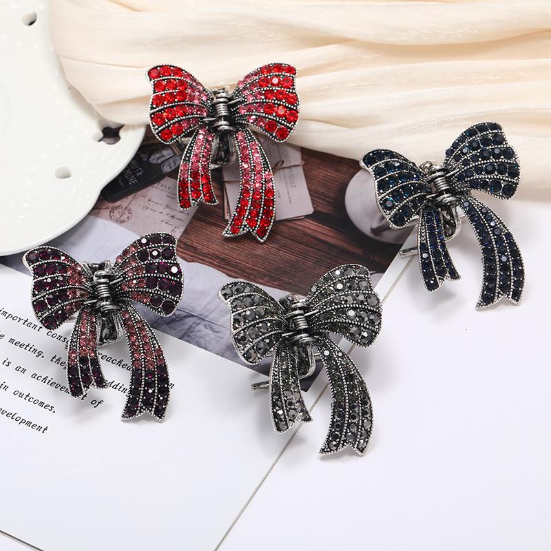 

Hair Clips & Barrettes Morkopela Vintage Rhinestone Bowknot Claw Butterfly Knot Clip Barrette Accessories Fashion Jewelry For Women, Golden;silver