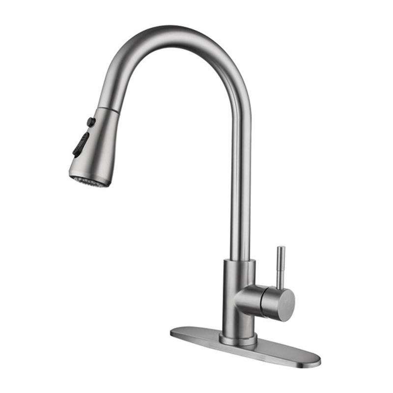 

High Arc Brushed Pull Out Spout Kitchen Faucet tap,Stainless Steel Sink Mixer Tap with Sprayer JK2103X5