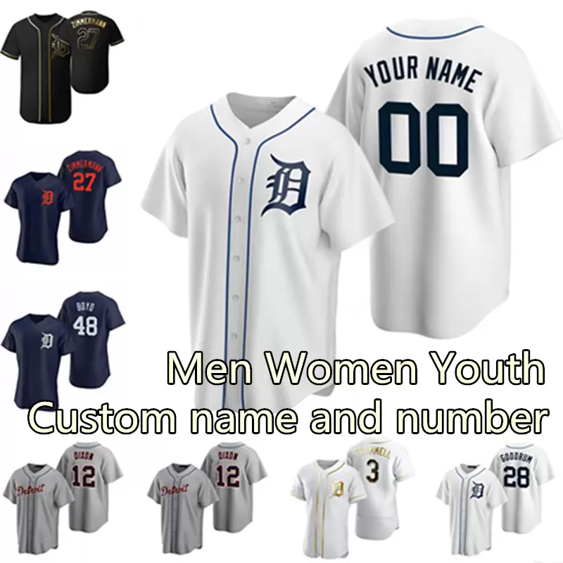 Custom Tigers Baseball Jersey Detroit 7 Jonathan Schoop 8 Robbie Grossman 24 Miguel Cabrera Niko Goodrum Eric Haase Willi Castro Castro JEIMER Ca