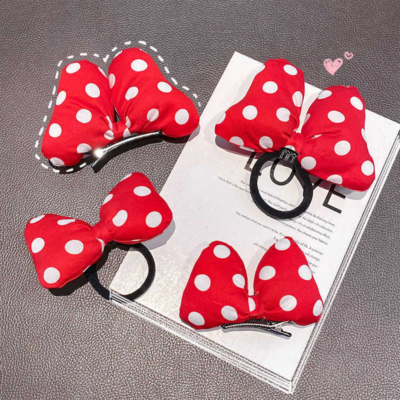 

Korean version new three-dimensional butterfly knot hairpin wave point hair rope red dot duck beak clip hairpin children's Headband, 1. little butterfly hair rope