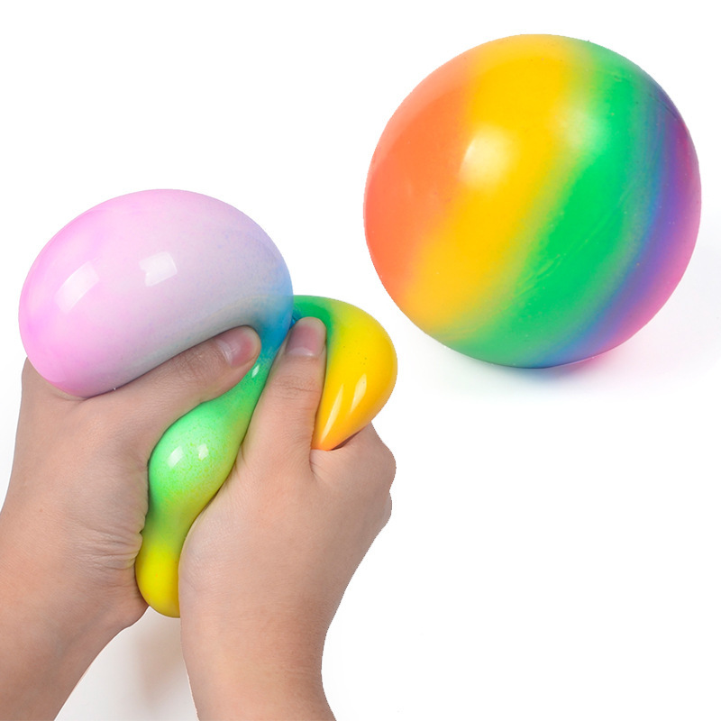 

7CM Rainbow Vent Ball for Kids Adults Squish Squeeze Rubber Stressball Slow Rebound Kneading Anxiety Stress Relief Autism Fidget H33WYJ2, 7cm rainbow flour ball