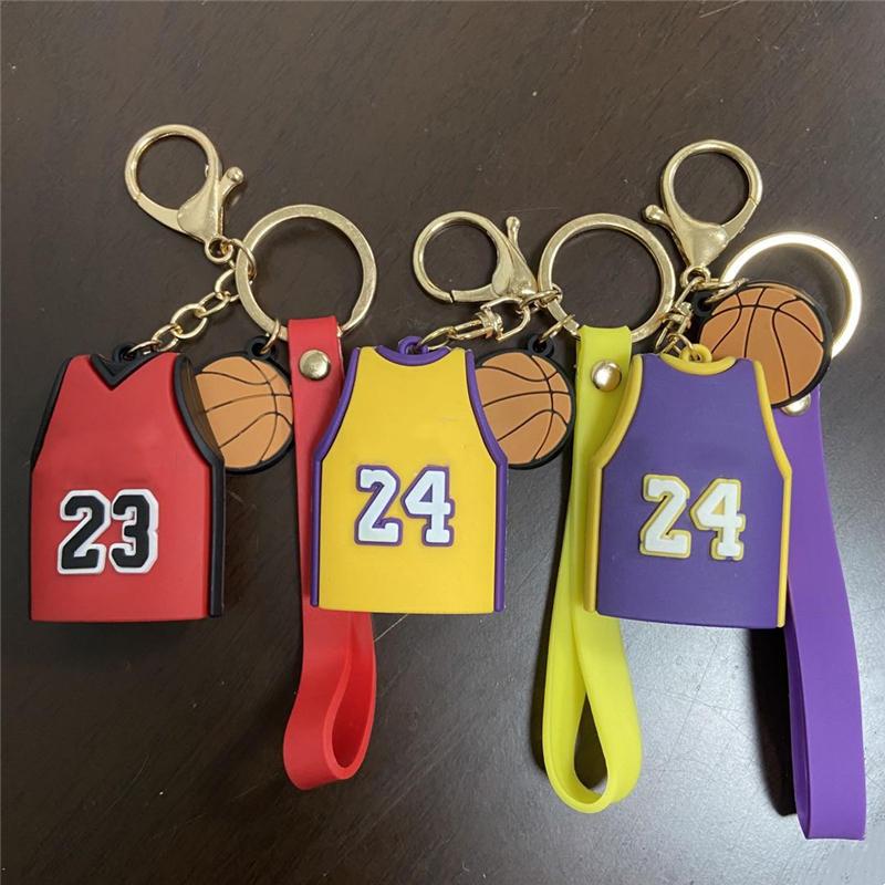 

Basketball Jersey Keychains Cell Phone Straps Bag Pendant Gift Backpack Pendants Car Purse Wallet Key Chain Metal PVC Jerseys