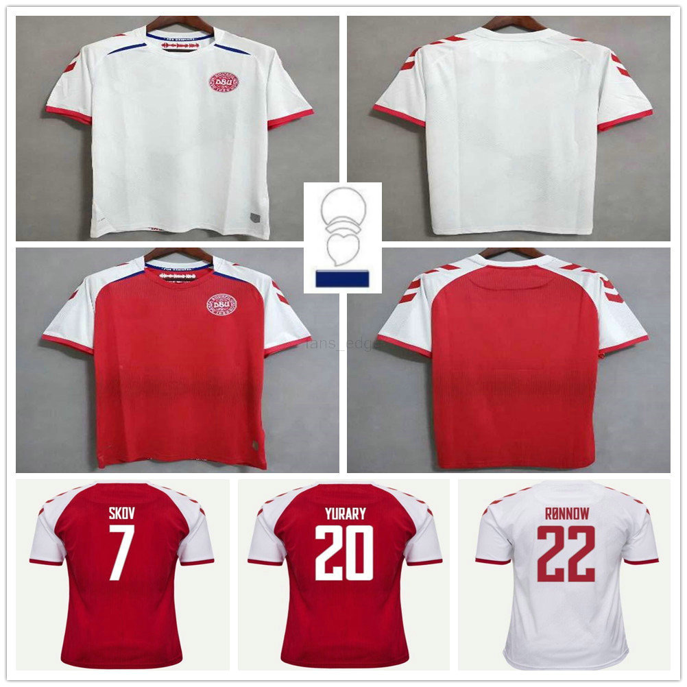 

2021 2022 National Team Denmark Soccer Jerseys ERIKSEN SCHMEICHEL KJAER CHRISTENSEN SKOV DELANEY BRAITHWAITE DBU DALSGAARD Custom Home Away 20 21 Football Shirt, As picture with patch