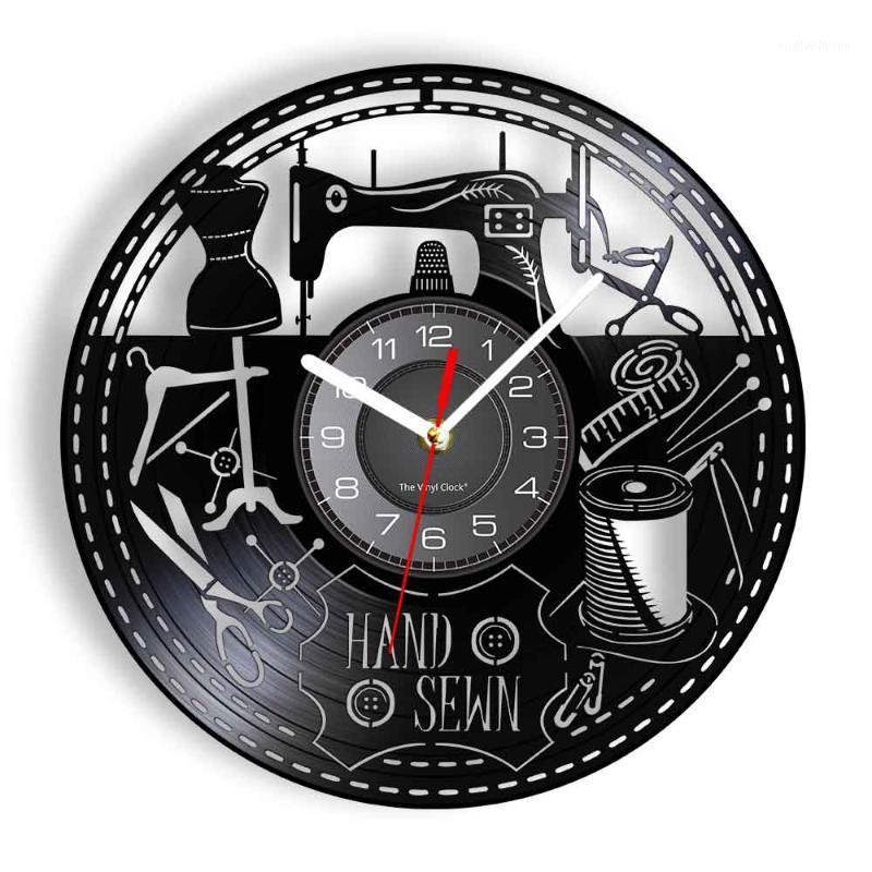 

Wall Clocks Hand Sewn Clock Reloj De Pared Sewing Machine Modern Design Quilting Tools Watch Tailor Seamstress Record