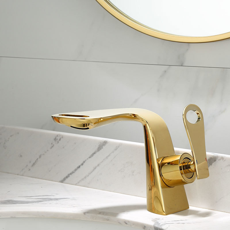 

2021 Faucets Total Brass Bathroom Single Handle Basin Mixer Tap Bath Gold Faucet Sink Water Crane Chrome New Arrivals Oymo