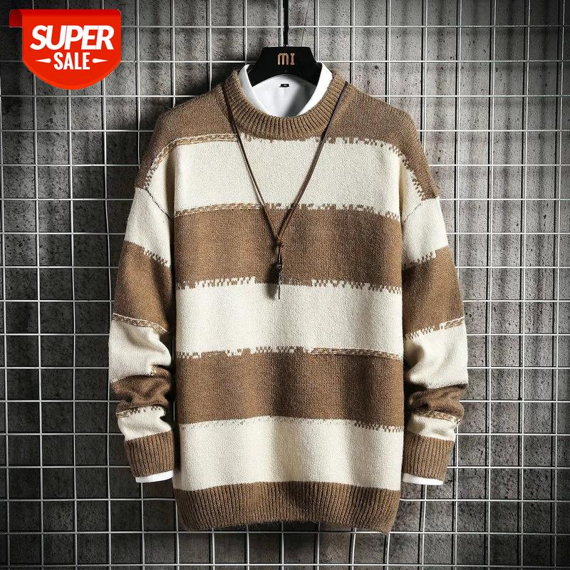 

Men'S Black White Striped Sweaters Spring Autumn Winter Clothes 2021 Pull Korea Style Casual Standard Pullovers #sn1S, White;black