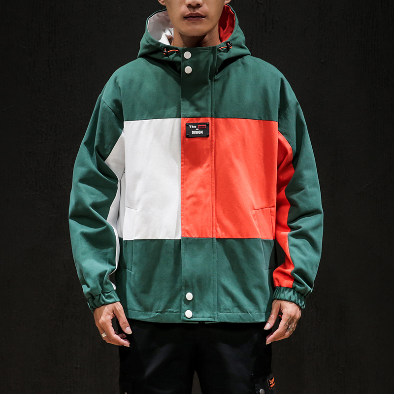 

2021 Cotton Man New the of Vintage Zipper Hat Men Men's Sport Jackets Shredded Fall Oversize Casual Jacket Streetwear Xvhx, Green