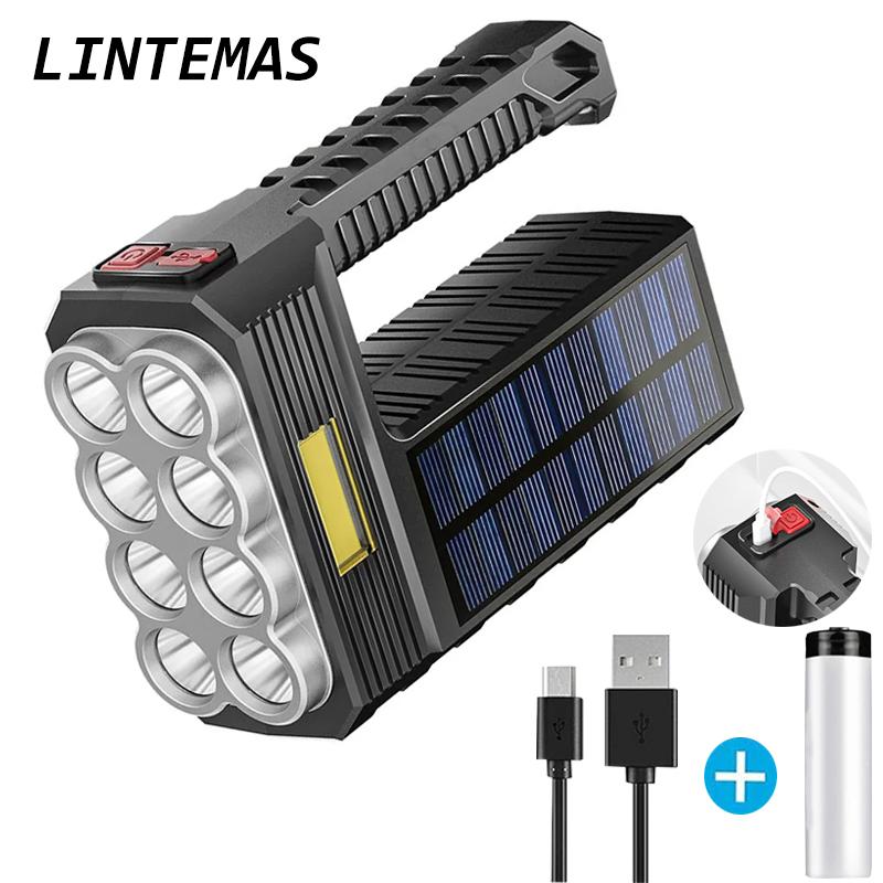 

Flashlights Torches High Power Led Solar Rechargeable Powerful Ultra Bright Outdoor Multi-function Portable Torch Searchlight