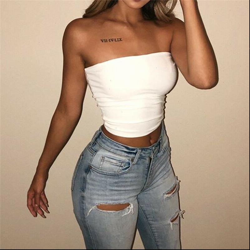 

halter sleeveless crop women camis backless bandage strapless solid color tank summer 2021 party club bustier, White