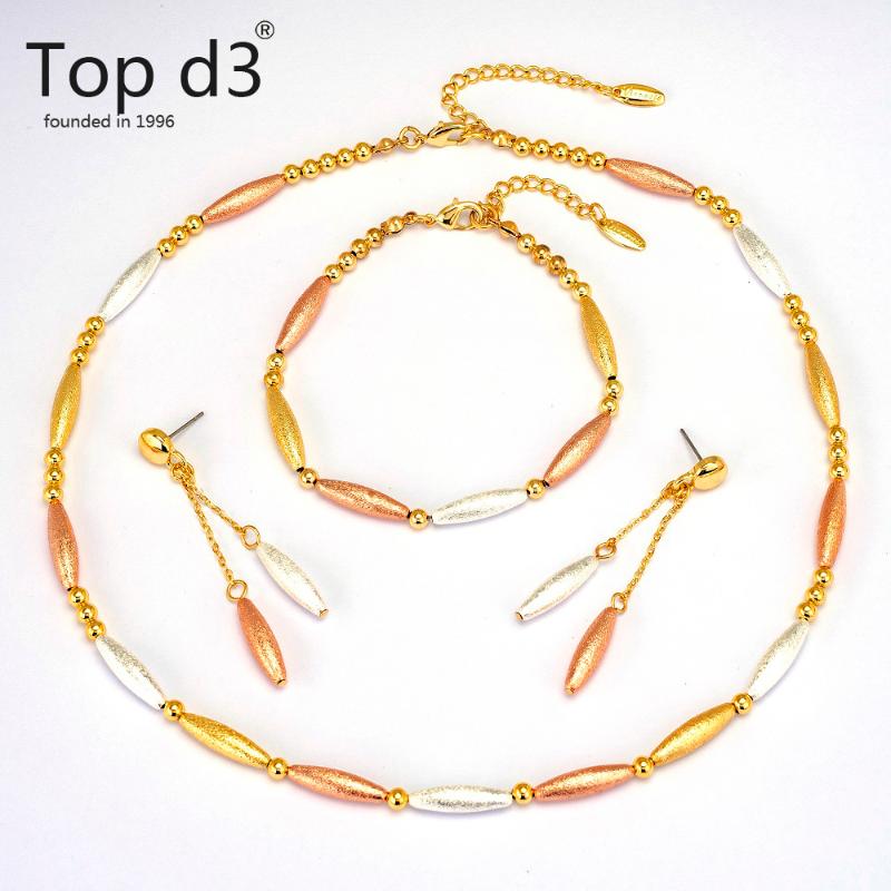 

Earrings & Necklace Top D3 Viennois Fashion Trendy Jewelry Set For Women Gold Plated Beads Collar Bracelet Rings Sets, Silver