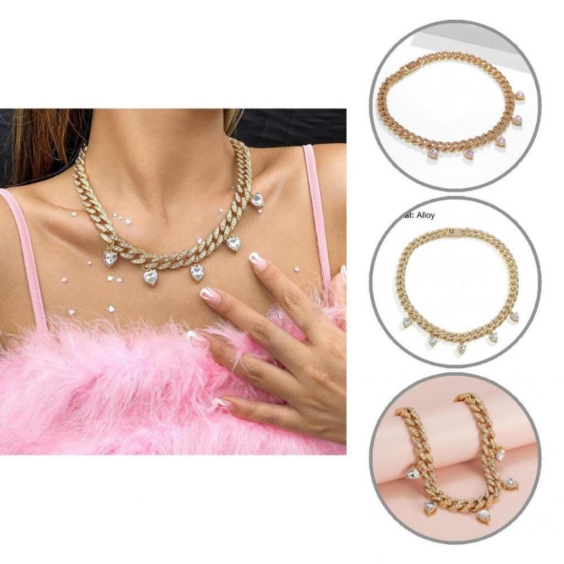 

Chokers Necklace Long Lasting Geometric Fine Workmanship Rhinestone Clavicle Chain