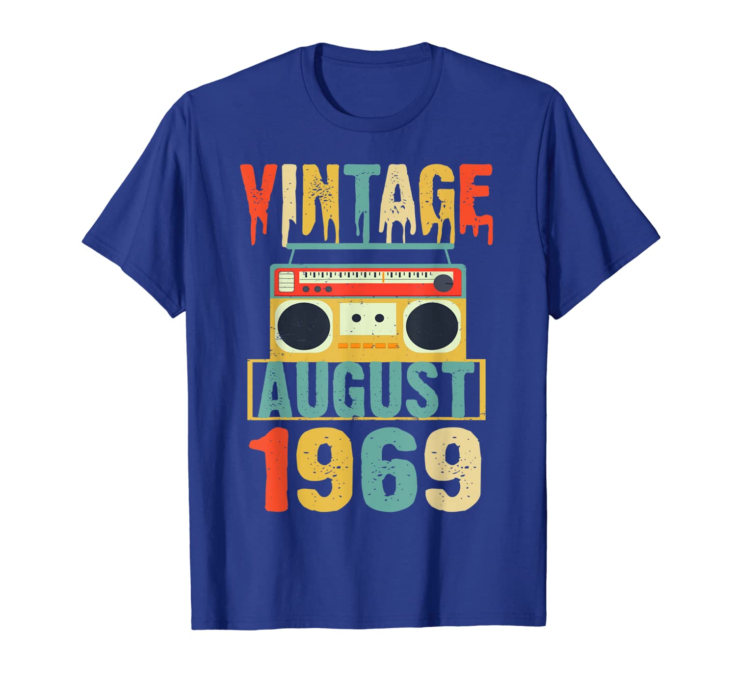 

Birthday Vintage August 1969 T-Shirt Classic Music Fans, White;black