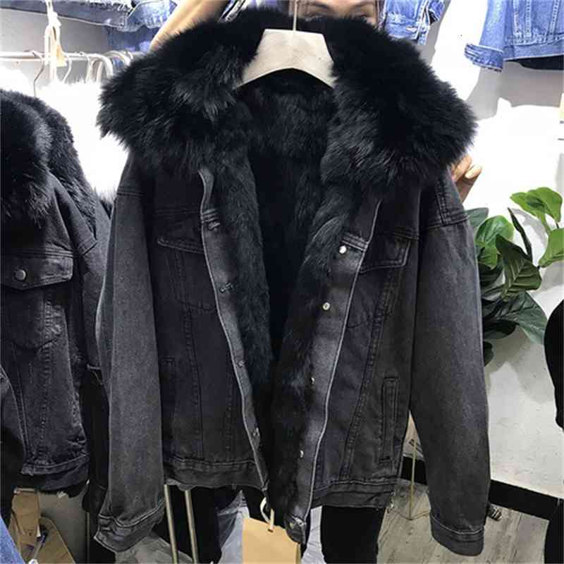 

Women's Jackets A fox's fur collar denies a woman's jacket thicken winter coats warm, quilted cotton detachable rabbit skin lining jean parka M8SO, 1# shoe box