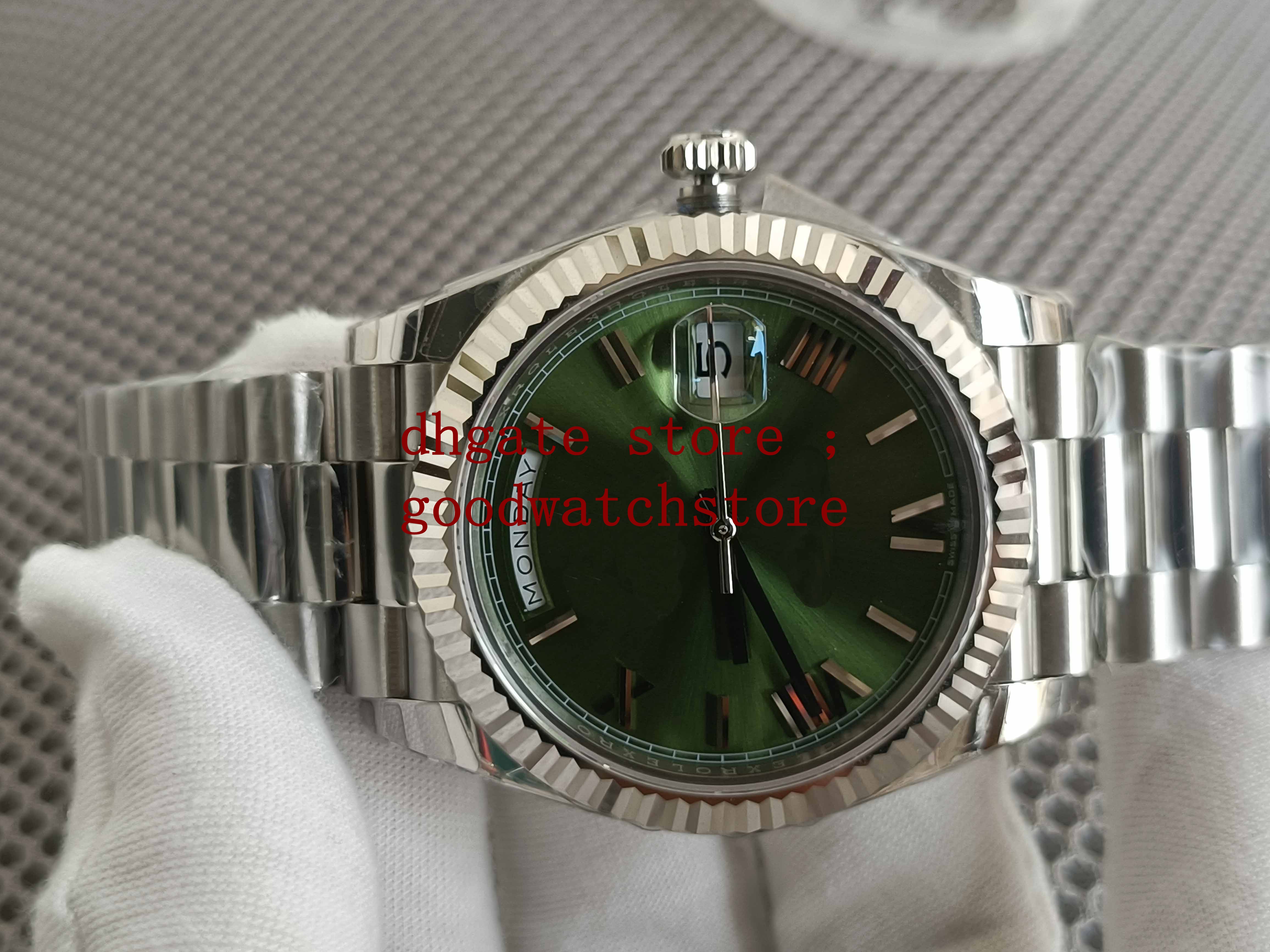 

EW factory V4 Mens Automatic Cal.3255 Watches 40mm Watch Men Eta Perpetual Superlative Date Crystal Green dial with Roman numerals Wristwatches