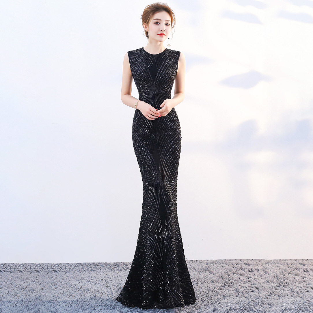 

Women Evening Party Bridesmaid Mermaid Slim Sexy Black Red Sleeveless Chinese Style Wedding Banquet Cheongsam Dresses Voxz, Gold