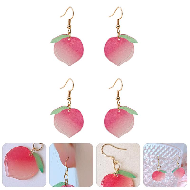 

2 Pairs Lovely Peach Fruit Earrings Fashionable Dating Daily Earrings