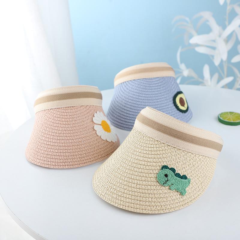 

Wide Brim Hats Summer Children's Hats, Parent-child Candy Color, Fruit Accessories, Sun-shading And Sunscreen Straw, Sky blue