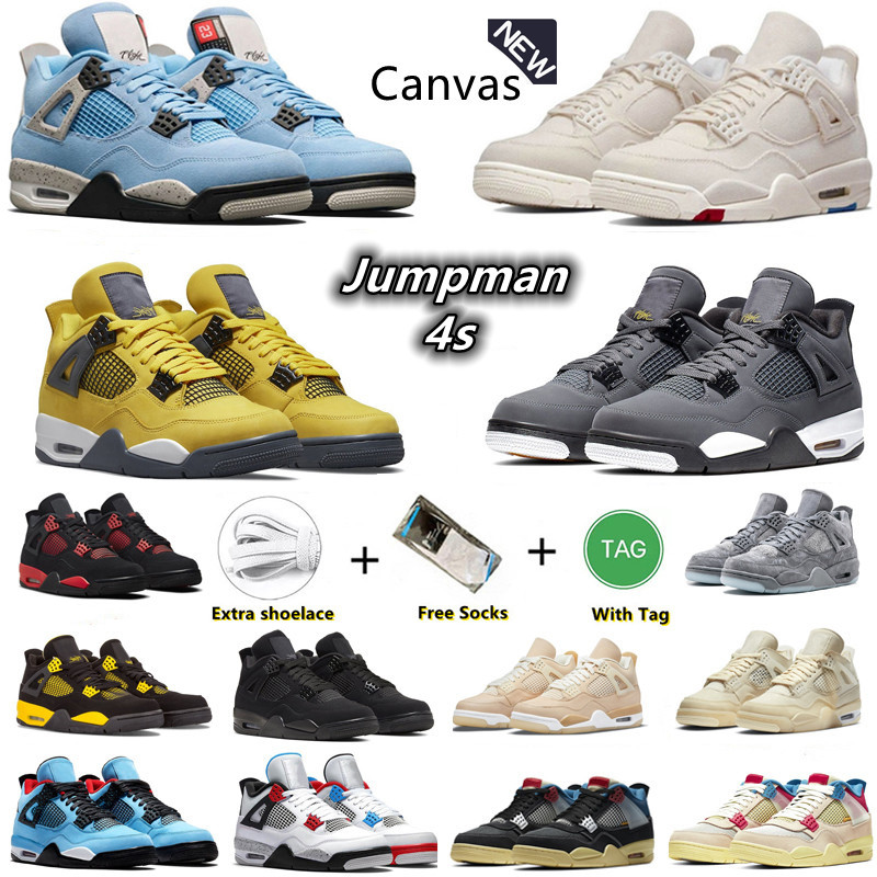 

Jumpman Canvas 4 4S mens women Basketball Shoes Cool grey University blue Black cat Cactus Jack Red thunder White Oreo shimmer Sail men outdoor sports sneakers, Color#2