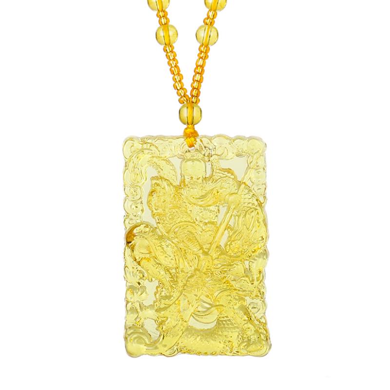 

Pendant Necklaces Gold Glass Crystal Guan Yu Necklace Tag God Kwanwoo Chinese Dragon Brotherhood Of Man Sweater Chain Friend Jewelry Gift
