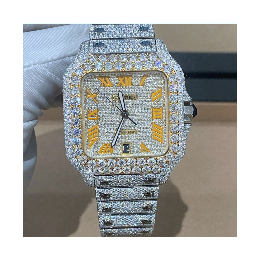 

Designer Watch Custom Luxury Iced Out Fashion Mechanical Watch Moissanite Full Diamond free ship, White