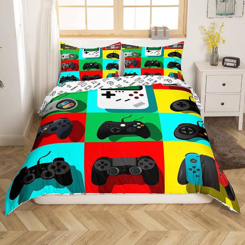 

Bedding Sets Boys Teens Gaming Set Video Games Comforter Cover Gamepad Splicing Novelty Game Bed Home Room Decor, Multi 9