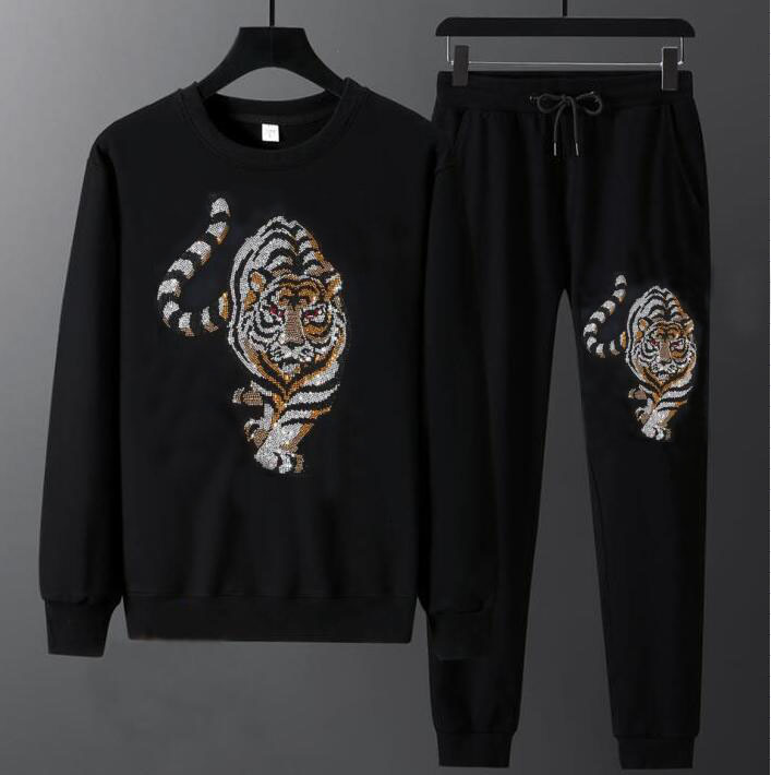 

2021 New Casual Sports Suit Fashion Sweatershirt Men's Diamond Stone Tracksuit Sport Wear 0nmn, Blue