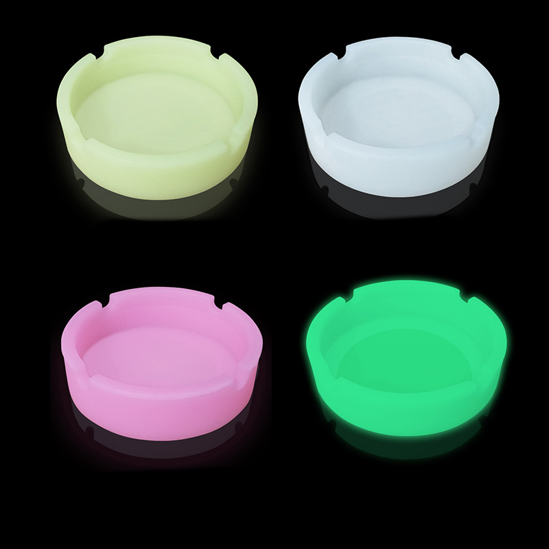 

Soft Round Silicone Ashtrays Luminous Mini Ash Tray Unbreakable Portable Anti-scalding Cigarette Holder Multicolor Eco-Friendly Pink Ashtray