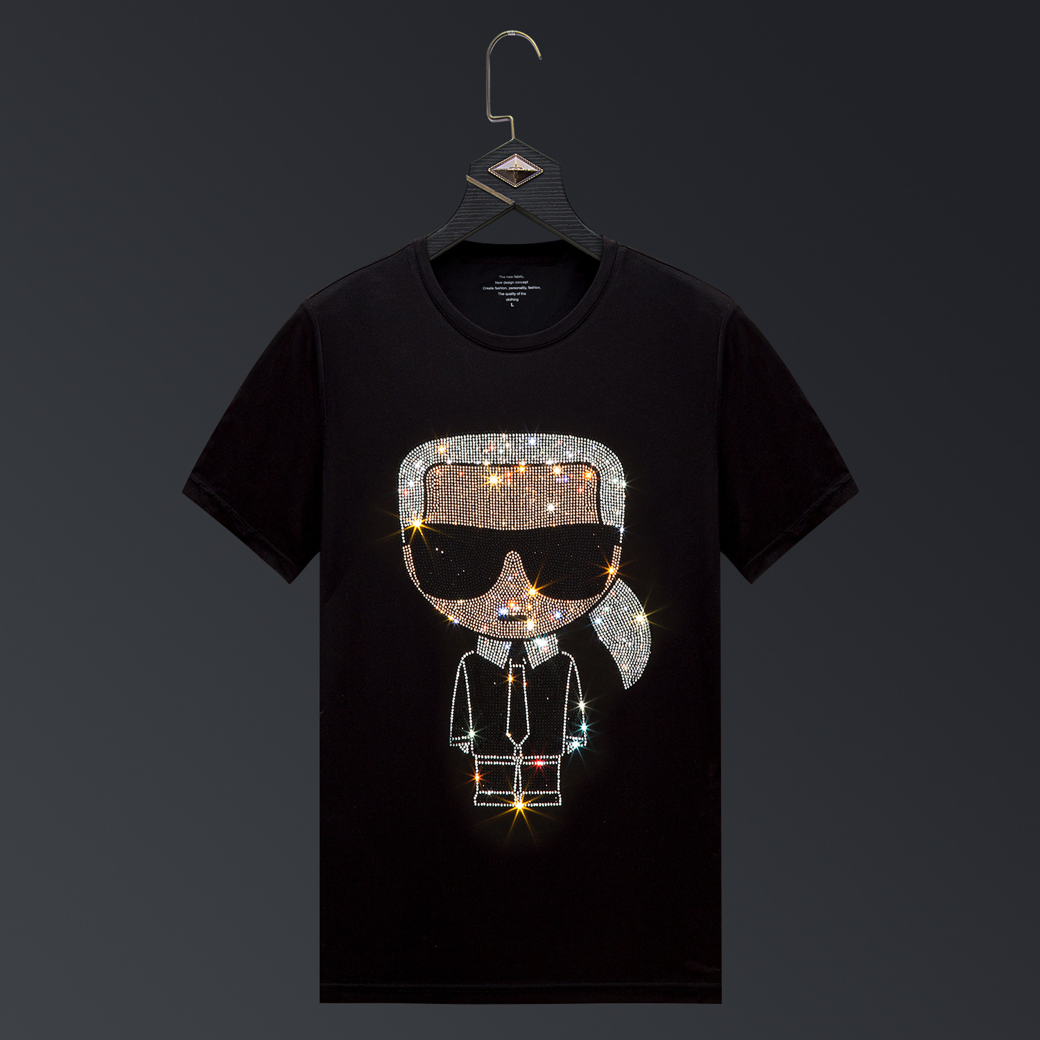 

Mens Summer 2021 Mens Short Sleeve T-shirt Trend Hot Rhinestone Mens Half Sleeve Slim Net Red T-shirt Mercerized Cotton Large Size, White;black