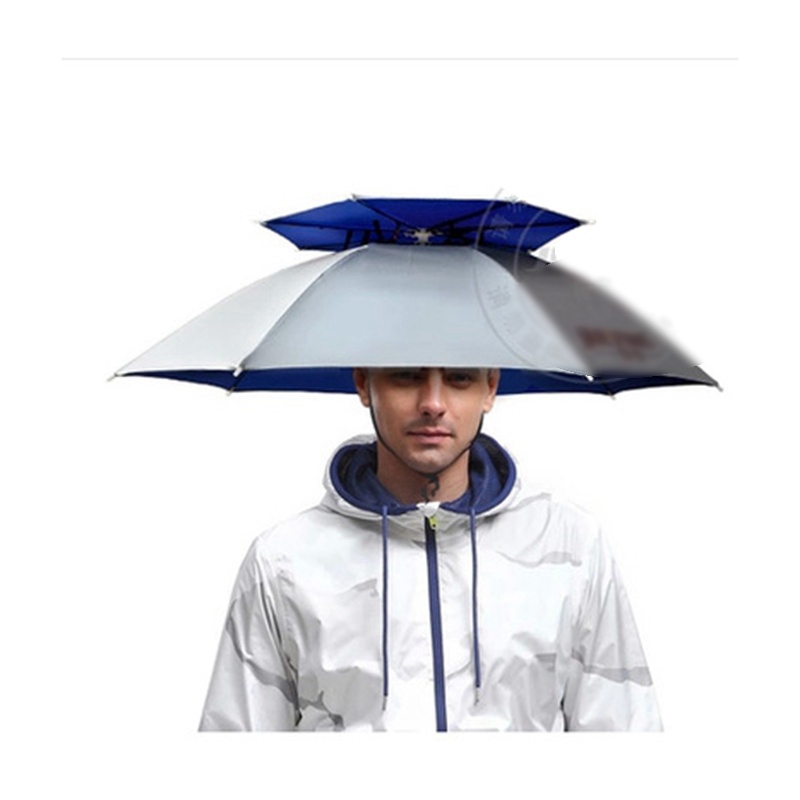 

360 degrees All Round Professional Head-mounted Cap Umbrella 77CM double layer Outdoor Anti-uv Windproof Sunshade Hat Rain Gear For Fishing
