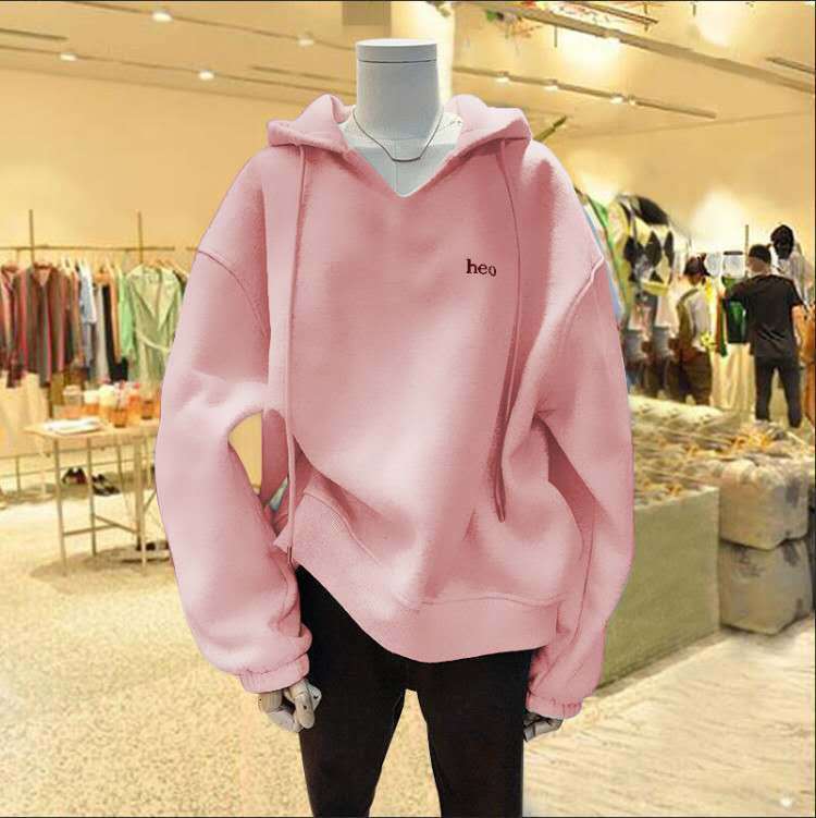 

2021 Sweet Solid Pink Cotton Hoodies Oversized Women's Sweatshirt Long Sleeve Pullovers Autumn New Design Simple Teenage Sports Bdbj, White.