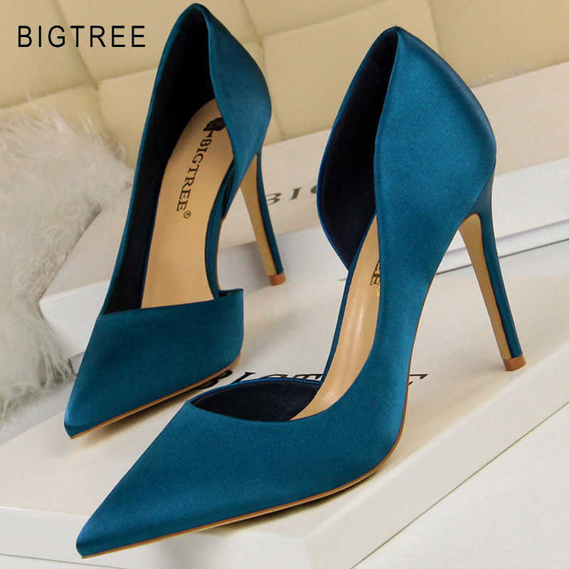 

BIGTREE Shoes Office Women Pumps Sexy High Heel Wedding Party Heels Stiletto Red Green Ladies 210721, Black